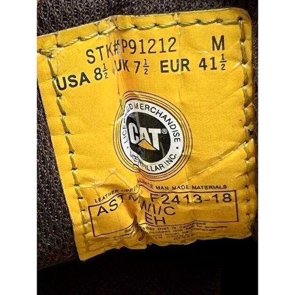 Caterpillar  Brown Leather Steel Safety Toe Work Boots Men's Size 8.5 M - Picture 9 of 15